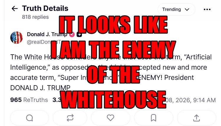 IT LOOKS LIKE I AM THE ENEMY OF THE WHITEHOUSE